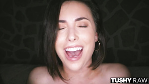 TUSHYRAW Cute Darkhaired Babe can't get enough hard butt fuck nailing