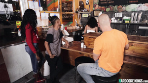 Large-Bosomed Latina barista screwing big male stick