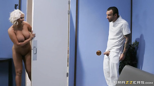 Kristina Shannon catches sauna spy pervert Alex Legend