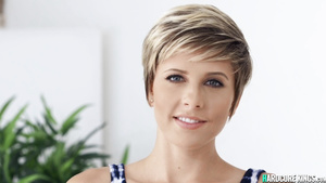 Horny booty blond in thong fucks big male pole