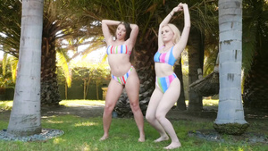 Kinky babes River Fox and Gia Derza having fun outdoors