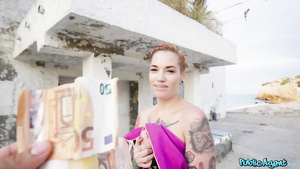 Tattooed nymph Silvia Rubi takes my Euros for sex on the street