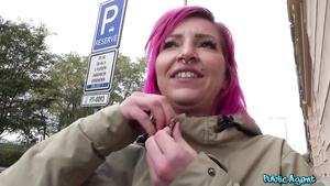 Hot amateur MILF has got pink hair and pink lingerie!