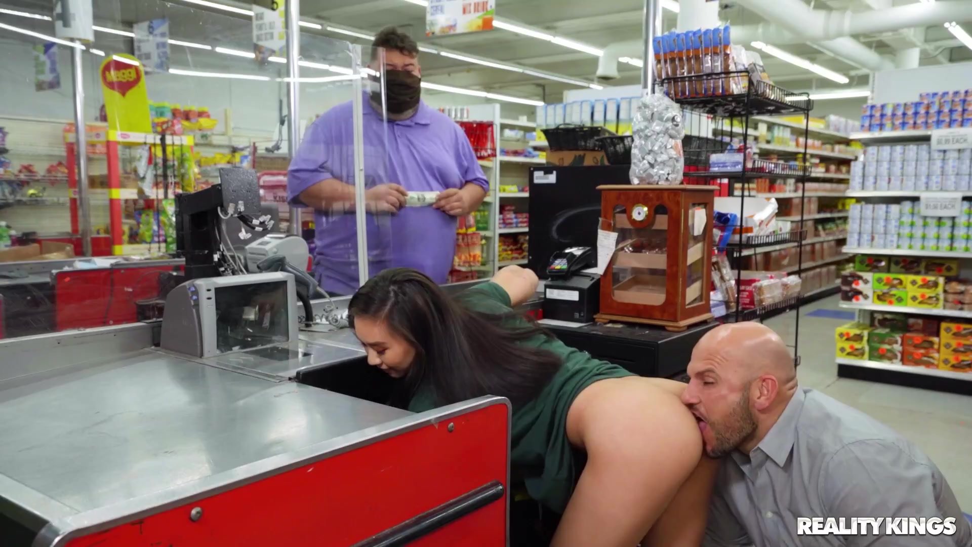 Grocery store cashier gets fucked at her workplace image