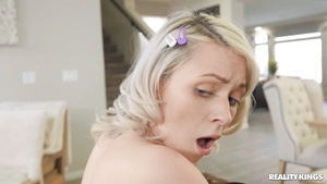 Gia Derza and Ava Sinclaire getting fucked on leather couch