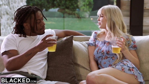 BIG BLACK DICK-Hungry Tiny Blond Gets Creampied by Roommate