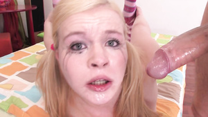Tiny horny teen rough face fuck video