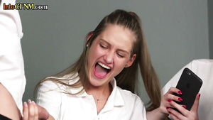 Uniformed cfnm brits blowing teachers chopper in group fucking