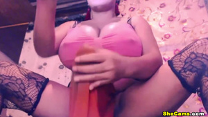 Rubs Huge Prick And Fucks Self