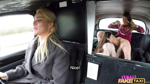 Cherry Kiss Lesbian Taxi Threesome Sex Wild Orgasms