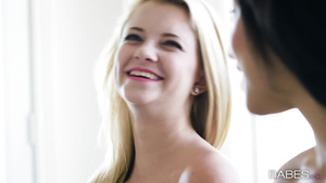 Horny lesbians Maya Bijou and Riley Star are licking off in rather sex poses