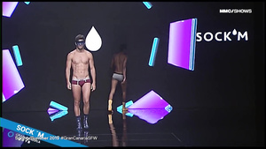 MODA BANO. Handsome guys showing new models of men's swimwear