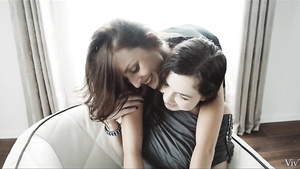 Daphne Anbel & Katy Rose cute lesbians make love