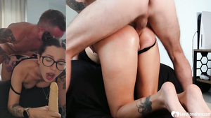 She loves being barefoot while screwing hard