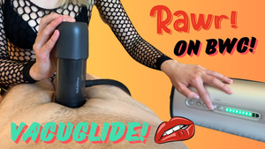 Blond hair babe Julia gets BWC to JIZZ VacuGlide.