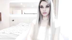 Skinny Blond Hair Babe TS on Camera showing her cock