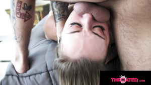 Throated - Nasty Fishnet Blondie Babe Loves Getting Face F