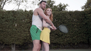 Tennis coach fucks redhead teenager student