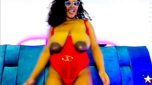 Freak black bosomy MILF solo