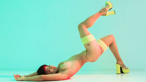 Big breasts curvaceous Spic teenager DJ strip nude