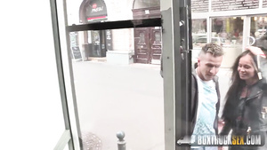 BoxTruckSex - Hottie Dark Hair Girl fisting action recorded in public