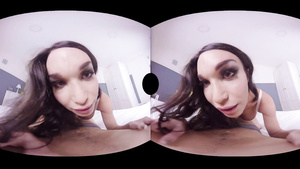 Virtual reality with busty shemale tranny