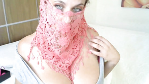 Slutty Muslim girl with big bust on webcam